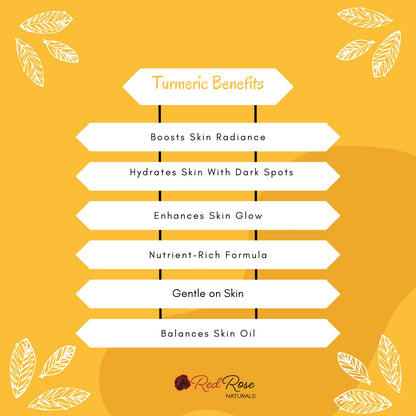 Red Rose Naturals Turmeric Soap Bar for Radiant Skin, Face and Body Glow Bar, Made with Natural Ingredients, Cleansing Soap, Sensitive Skin Friendly, Vegan 4 oz.