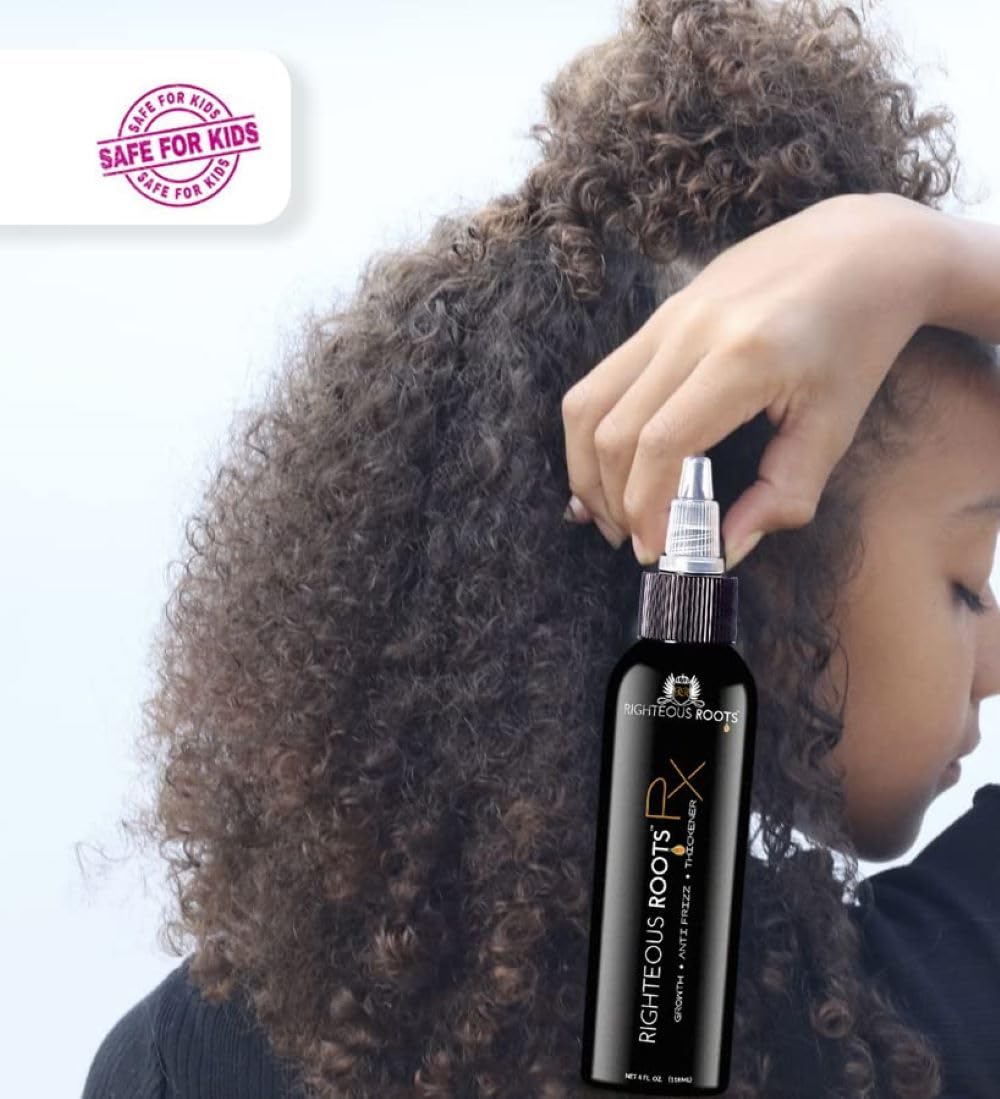 Righteous Roots Rx Hair Oil for Hair Growth, Anti Frizz and Thickener Best for Curly, Wavy Natural Hair and Beards. 4fl oz (Previously known as Hair RX)