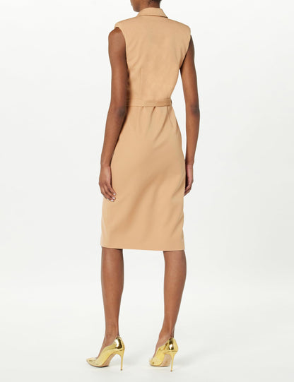 Sleeveless Wrap Dress, 4, Camel