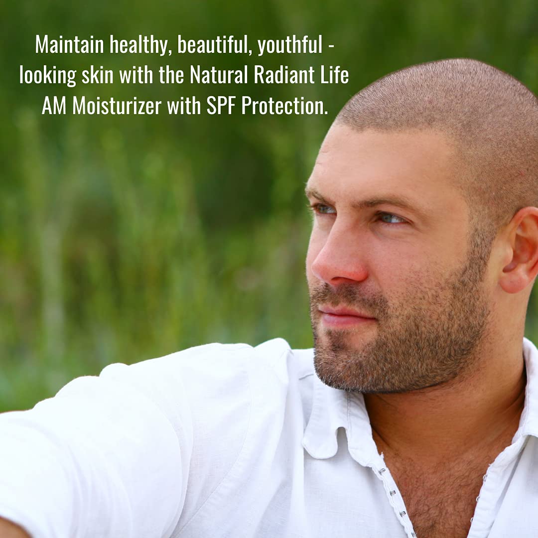 NRL NATURAL RADIANT LIFE AM FACE MOISTURIZER with SPF – Daily Sunscreen Protection, Organic Face Cream, Oil - Free Deeply Hydrating Facial Lotion, Repairs, Soothes and Nourish Irritated, Dry and Damaged Skin - 30ml / 1 Oz (Packaging May Vary)