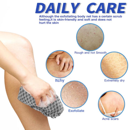 Exfoliating Washcloth, Japanese Exfoliating Towel, Exfoliating Shower Towel, Deep Cleanse for Body Face African Net Sponge Exfoliating Bath Scrubber with 2 Sides for Scrubbing & Washing