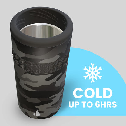 Elemental Insulated Slim Can Cooler, Triple Wall Stainless Steel Skinny Can Cooler - Drink Cooler Insulator for 12oz Skinny Seltzers, Beer, Soda Cans - Black Camo