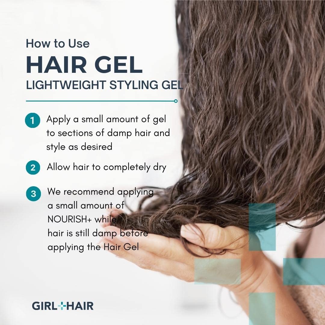 GIRL+HAIR Moisturizing Curl Defining Hair Gel - Soft Hold Styling Gel for Curly Hair - Tea Tree & Castor Oil for Hydration and Hair Growth, Paraben-Free (8 fl oz)