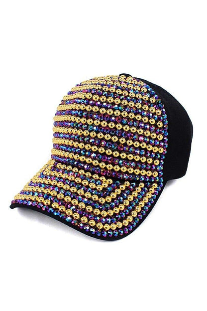 2Chique Boutique Women's Full Front AB Stone Multi Rhinestone Fashion Cap