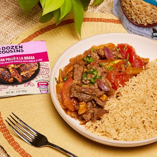 A Dozen Cousins Entrée Seasoning Sauce - Coat and Cook, for Chicken Seasoning, BBQ, Protein, Marinade & More - 6 Count Variety Pack - Jamaican Jerk, Peruvian Pollo, Mexican Pollo Asado