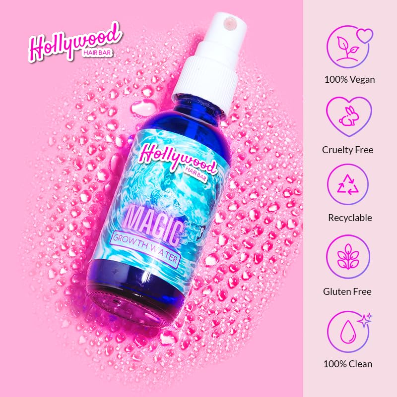 Hollywood Hair Bar Magic Growth Water Spray - Water Based Hair Regrowth Serum, For All Hair Types, Vegan and Cruelty Free, 2 oz