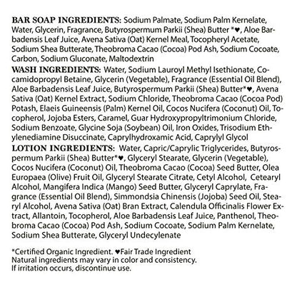 Nubian Heritage Bath and Body Kit Skin Care Products African Black Soap Cleansing and Soothing Pack of 3