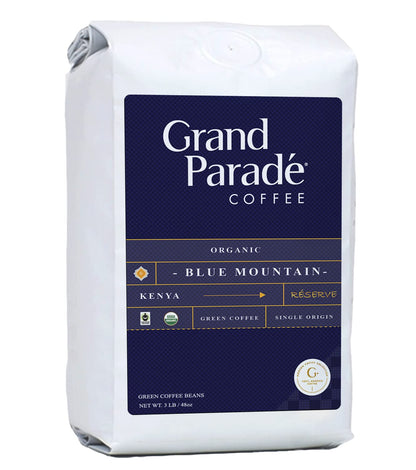 Grand Parade Coffee, 3 Lbs Organic Kenya Blue Mountain Unroasted Green Coffee Beans, 100% Prime Grade 1, Specialty Arabica - Fair Trade Single Origin