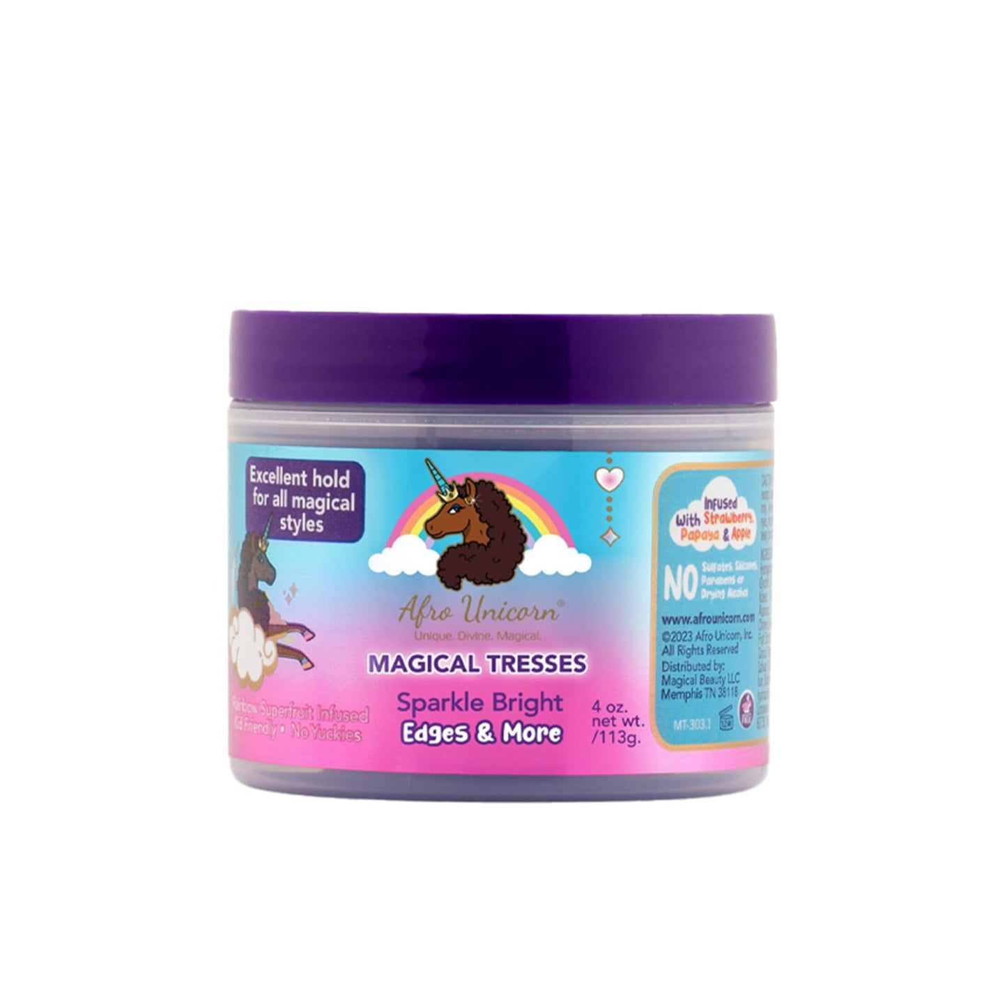 MAGICAL TRESSES by Afro Unicorn - Sparkle Bright Edges & More - Edge Control for Braids, Twists, and Ponytails - Controls Edges and Flyaways, 4 oz