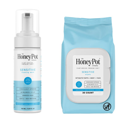 The Honey Pot Company - Feminine Wash & Feminine Wipe Bundle - Includes Unscented Ph Balance Feminine Wash and Wipes for Women - Herbal Infused Feminine Care Products - Sensitive