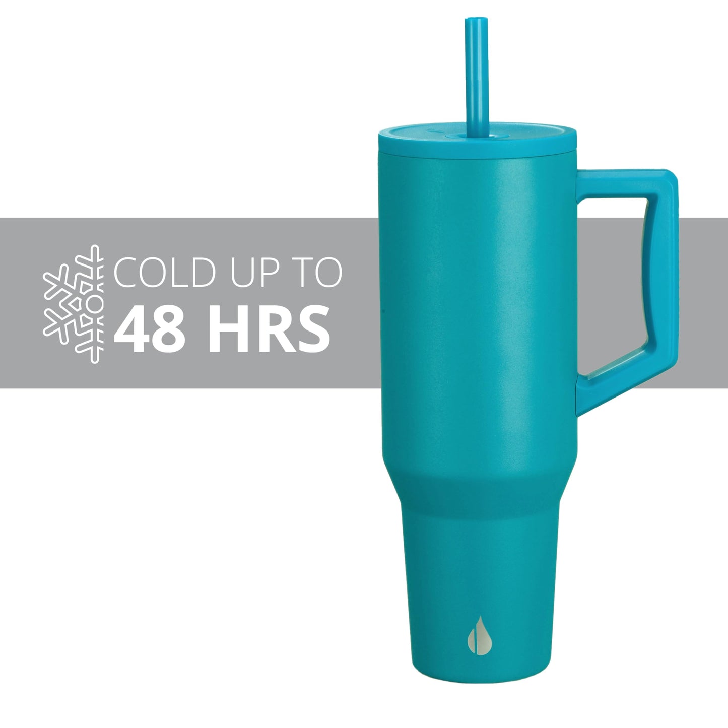 Elemental 40 oz Tumbler with Handle and Straw - Spill Proof Insulated Stainless Steel Commuter for Hot and Cold Beverages - Travel Coffee Mug with 2 Straws & Spill Proof Lid - 40oz - Teal