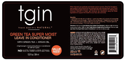 tgin Green Tea Super Moist Leave in Conditioner For Natural Hair, Argan oil, White, Green Tea, Shea butter, 13 Fl Oz