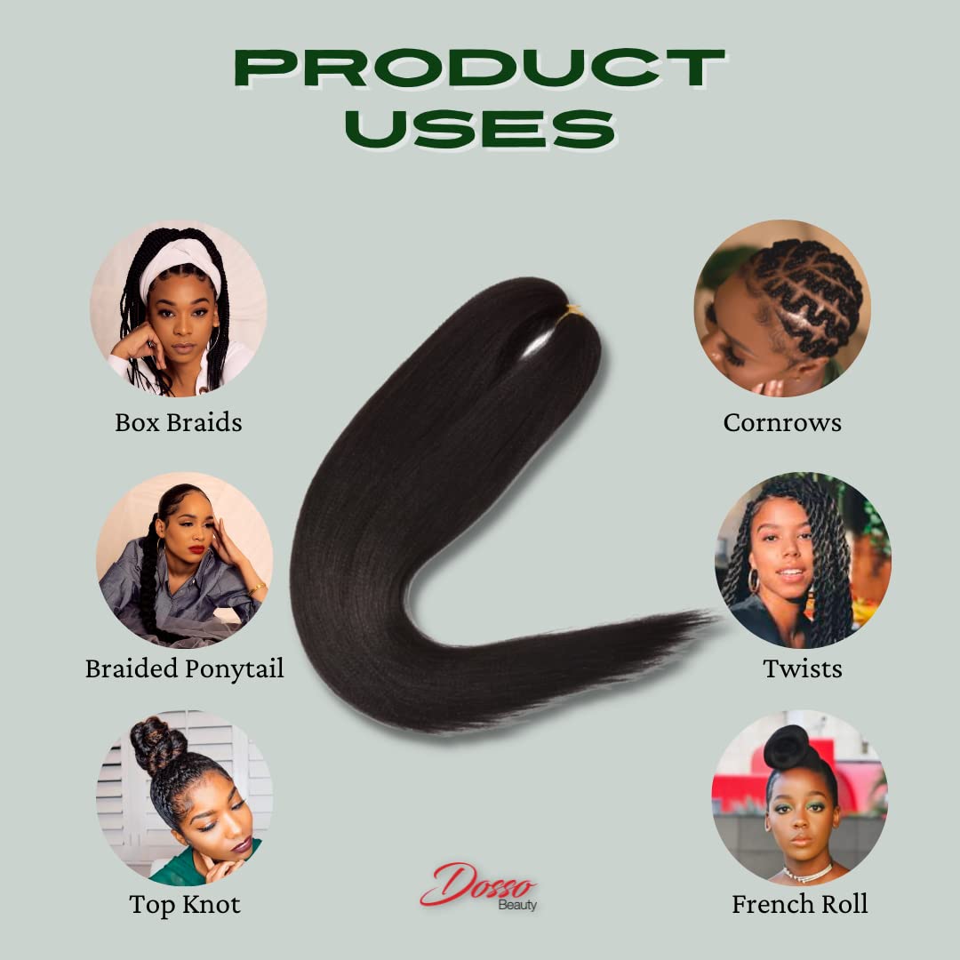 Dosso Beauty Single Pack Hypoallergenic Pre-Stretched Braiding Hair (28", 1B/613), Itch-Free, Fast Drying, Light-weight, Hot Water Set, Soft Texture, Straight