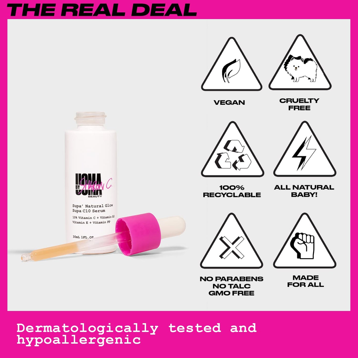 UOMA Beauty Vitamin C Serum for Face with Hyaluronic Acid + Niacinamide + Vitamin E, 30ml