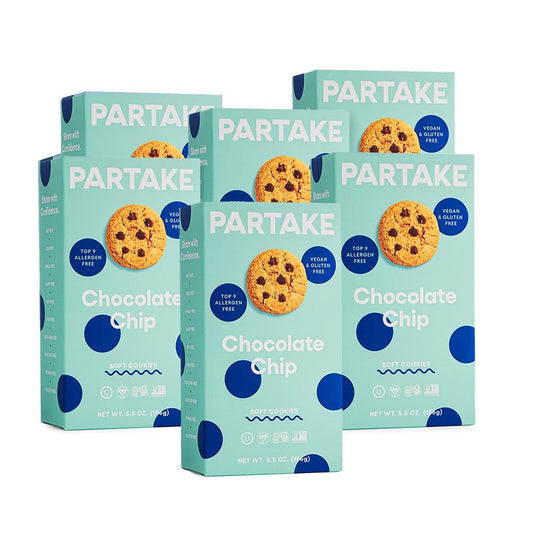 Gluten Free Soft Chocolate Chip Cookies by Partake | Vegan Cookies (5.5oz, 6 packs) | No Peanuts, Soy, Dairy, Tree Nuts | Safe School Snack