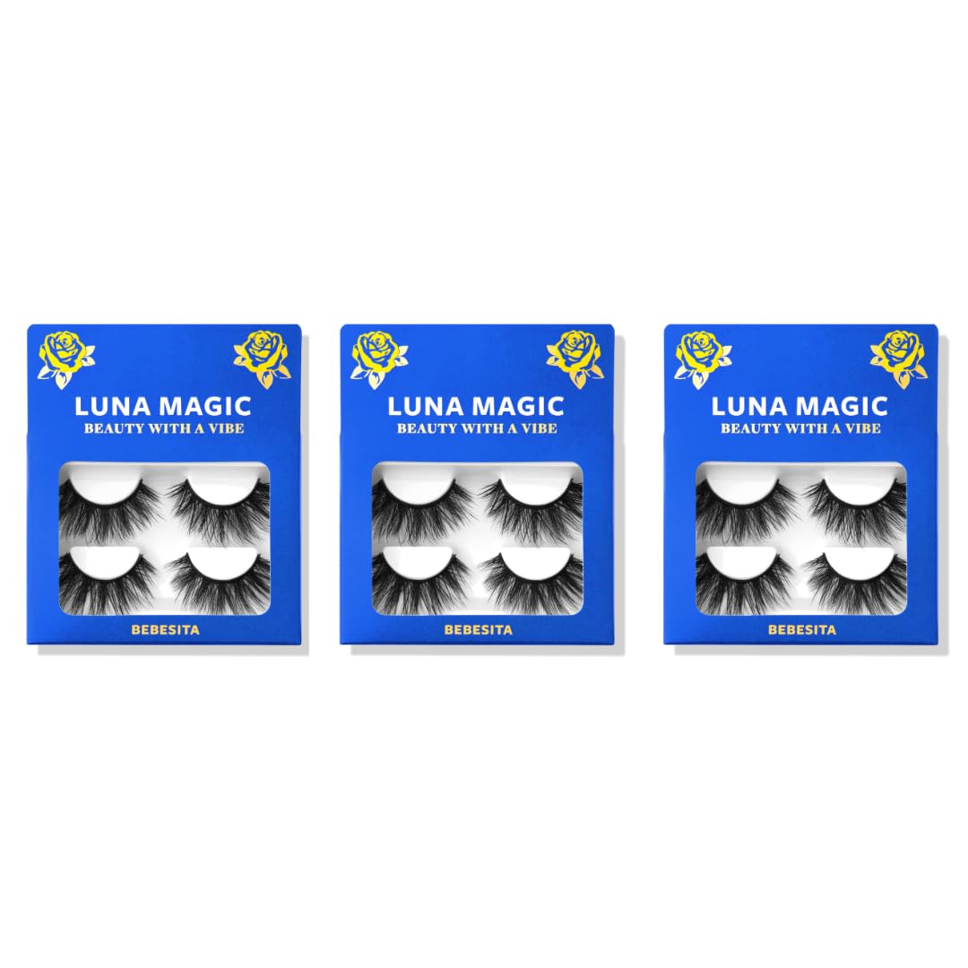 LUNA MAGIC Bebesita Faux Mink Wispy Lashes, Reusable, 3 Pack