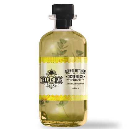 Ella & Iris Home Reed Diffuser Oil with Clean House Scent - Relaxing Citrus Oil Diffuser for Home & Room Fragrance - Aromatherapy Benefits & Non-Toxic - Home & Office Decor Gift (6oz)