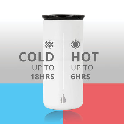 Elemental Artisan Insulated Tumbler, Triple Wall Coffee Travel Tumbler, Reusable Stainless Steel Coffee Tumbler with Ceramic Lid, Thermal Coffee Cups for Hot (6 Hrs) & Cold (18 Hrs) 16oz - Matte White