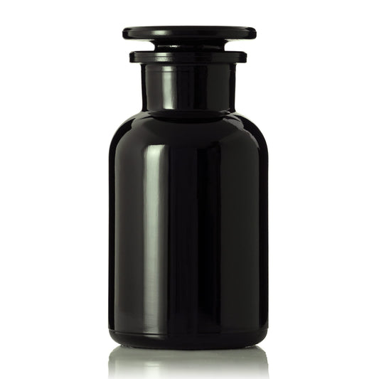 Artanis Home 250 ml (8 fl oz) Black Ultraviolet All Glass Airtight Smell Proof Apothecary Jar for Tea, Spices, Dried Goods, Herb Storage I Vintage Style Glass Jar with Glass Lid for Kitchen