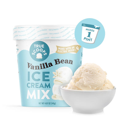 True Scoops Beginner's Pack - Vanilla Bean Ice Cream Mix & Hot Fudge Sauce Mix. Makes 1 Pint of Homemade Ice Cream And 1 Cup of Sauce. Women-Owned, Gluten-Free, Peanut-Free, and Kosher.