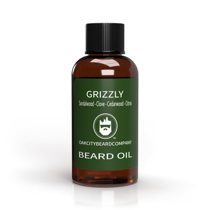 OakCityBeardCo. - Grizzly - 2 Ounce - Beard Oil - Beard Conditioner - Sandalwood - Clove - Cedarwood - Citrus