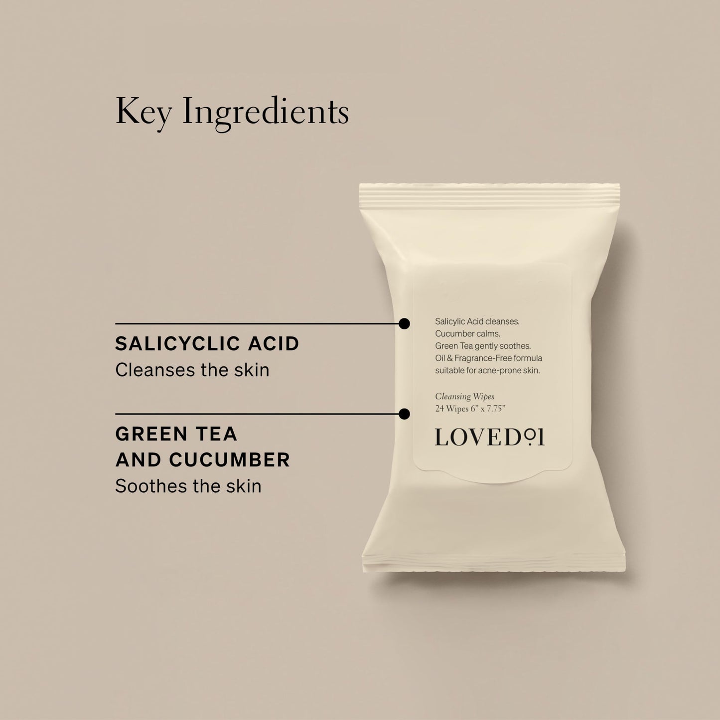 Loved01 Cleansing & Exfoliating Bundle, Salicylic Acid Cleansing Wipes & Hydrating Exfoliating Cleanser (2-Pack 6 Oz Cleanser & 48-Pack Wipes)