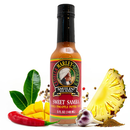 Sweet Samba Mango Pineapple Hot Sauce by Cedella Marley Booker's Smilin Island Foods - Sweet & Mild 1 Bottle 5-Ounces