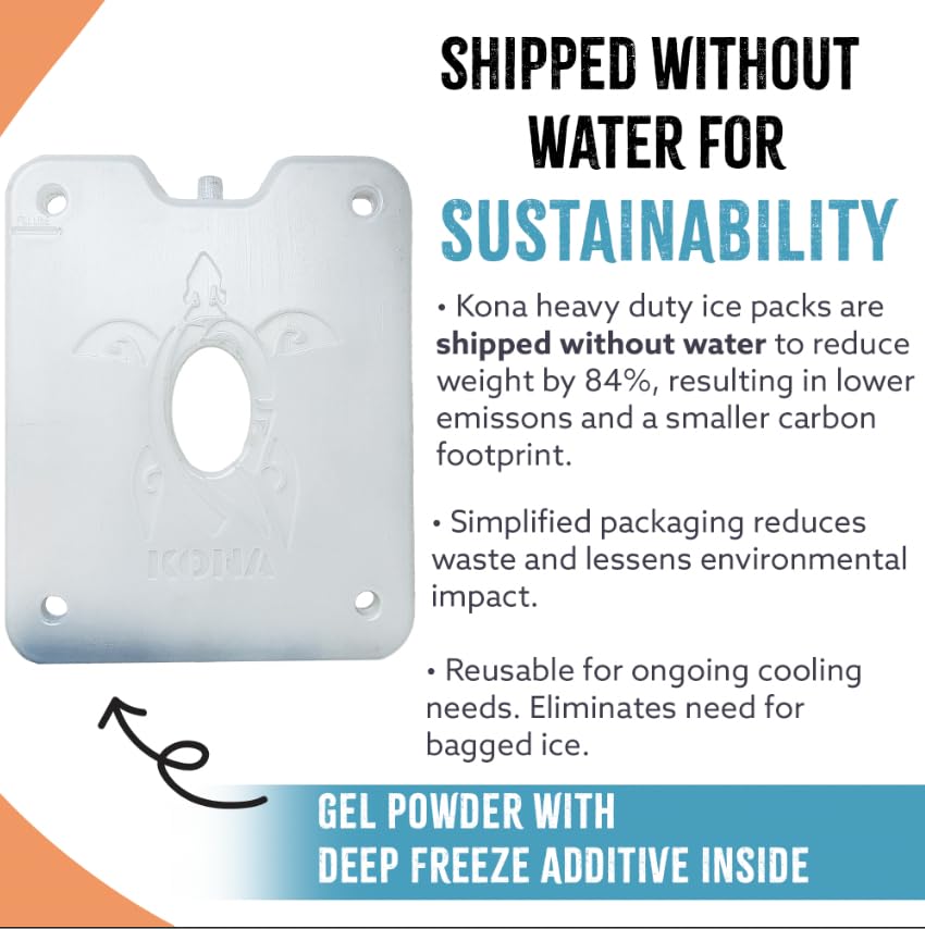 Kona Large Reusable Ice Packs for Coolers – Cooler Ice Packs with Turtle Design for Long-Lasting Cold, Freezer Packs, Ice Packs Cooler – Ideal for Camping, Travel, and Lunchboxes (Set of 4)