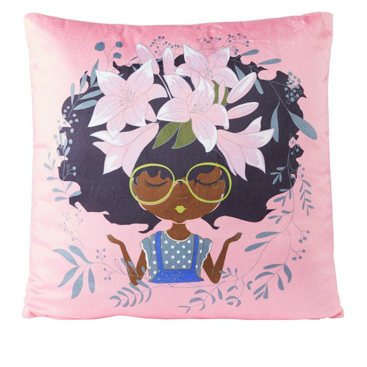 Pardon My Fro Lily Decorative Throw Pillow - Stylish Pillow Cover, Couch Pillow W/Beautiful Design Covers Made W/ 100% Polyester Micro Minx Suede - Decorative Pillows for Home Decor, 18x18, Pink