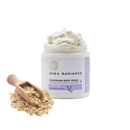 Shea Radiance Nourishing Body Cream with Colloidal Oatmeal | Hydrating Moisturizer for Sensitive Skin | Gentle Hydration with Long Lasting Moisture | Lavender Bliss 8 oz