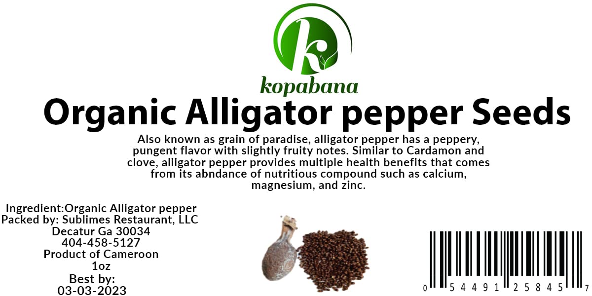 KOPABANA Organic Alligator Pepper Seeds| Organic Alligator pepper Alligator pepper, Mbongo spice | Pepper Spice |Ataare |Guinea Pepper | Alligator Pepper | Grains of Paradise | Lizard Pepp 1oz