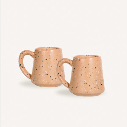 SWEET JULY Edgewater Collection Coffee Mugs Set of Two - Durable, Hand-Thrown Ceramic Mugs for Coffee & Tea, 16 oz Capacity - Available in White, Black, Gray, and Ch (Chai Speckled)