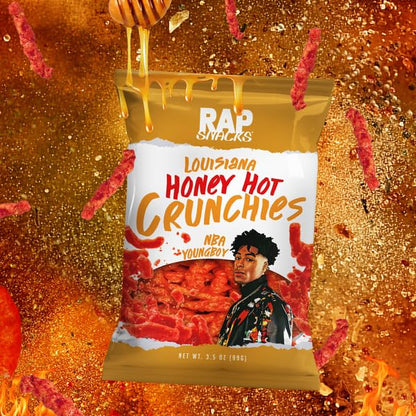 Rap Snacks YoungBoy Never Broke Again Louisiana Honey Hot Crunchies 3.5 Oz Bags - Pack of 6