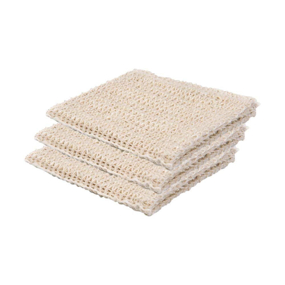 Shea Radiance Sisal Exfoliating Washcloth- 100% Renewable Sisal Fiber - Eco Friendly & Biodegradable Body Scrubber (3 Pack)