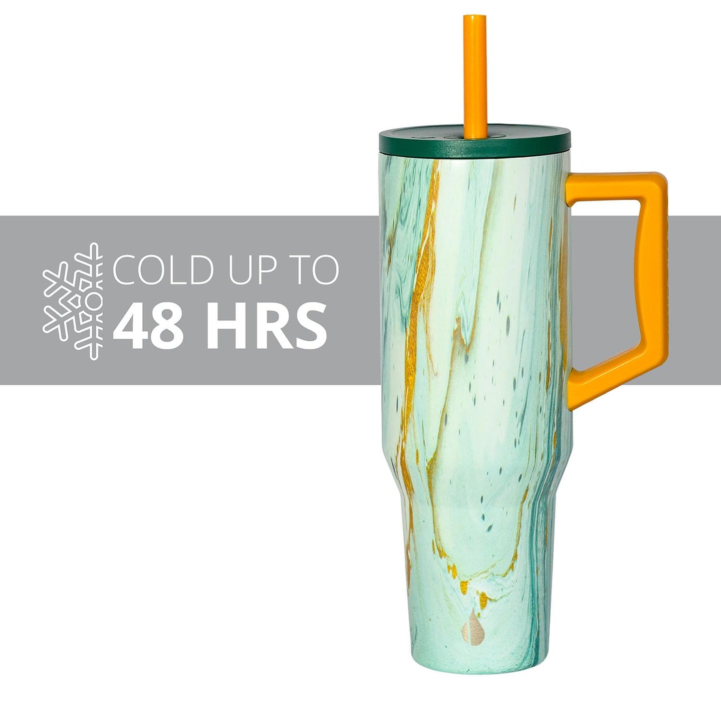 Elemental 40 oz Tumbler with Handle and Straw - Spill Proof Insulated Stainless Steel Commuter for Hot and Cold Beverages - Travel Coffee Mug with 2 Straws & Spill Proof Lid - 40oz - Aurora Glow