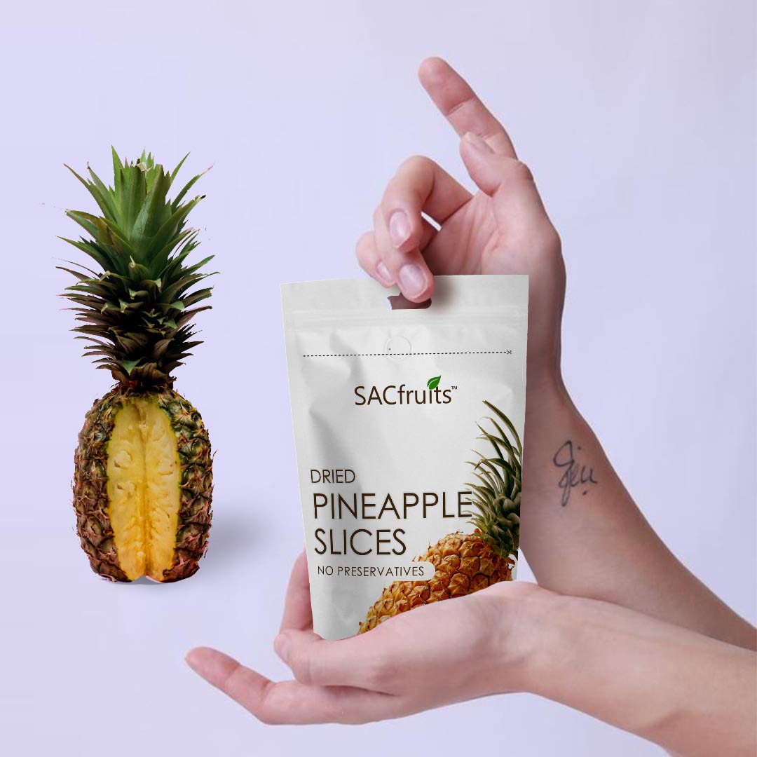 SACFruits All Natural Delicious Dried Pineapple Slices | Non-GMO | Unsweetened & Unsulfured – Lean, Vegan & Paleo Friendly Snacks (3 bags x 1.7oz)