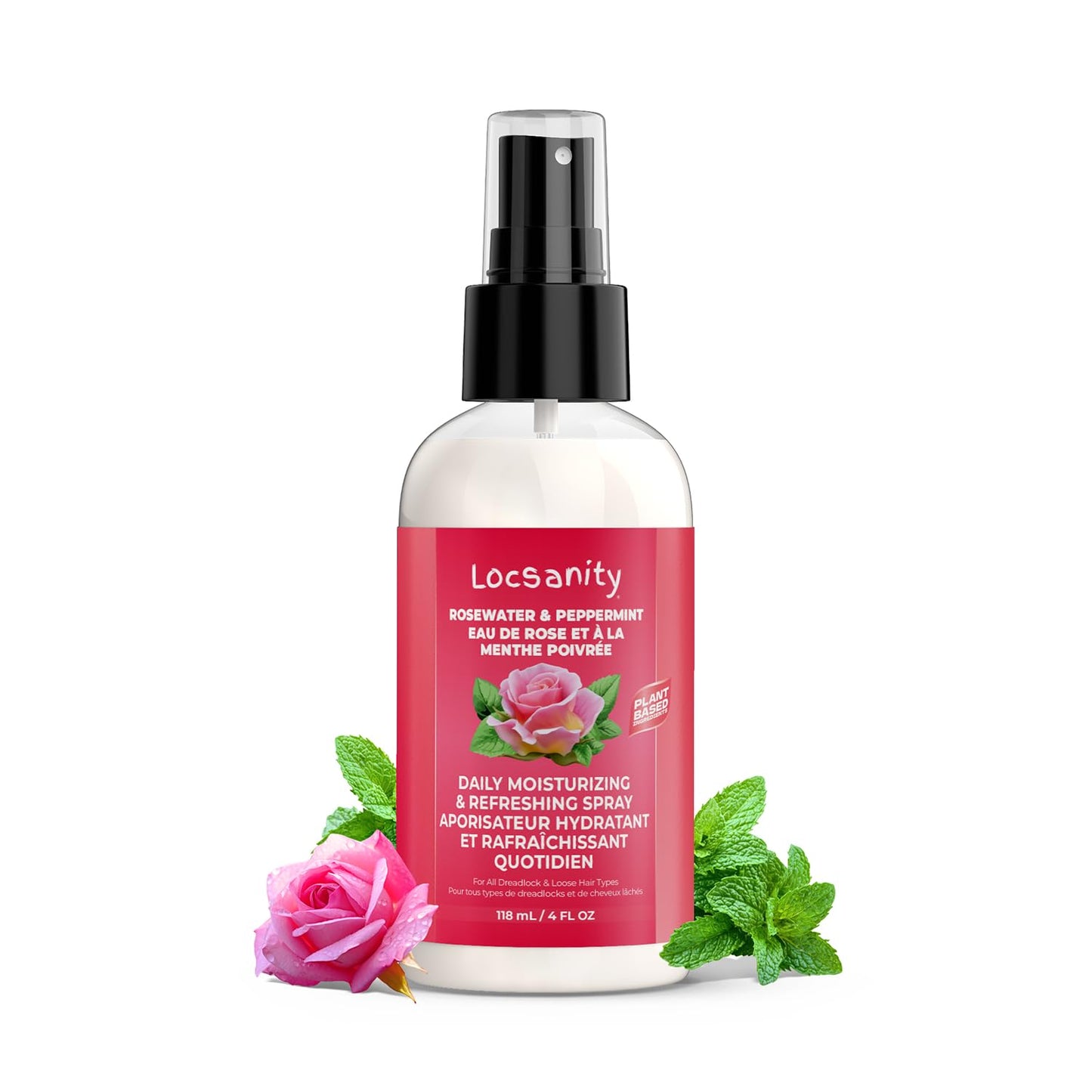 Locsanity Rosewater and Peppermint Daily Moisturizing Spray – Trial Size Hydrating Dreadlock Spray to Nourish the Scalp and Protect Hair From Oil and Buildup (4oz)