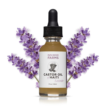 Papa Rozier Farms Lavender Pure Castor Oil of Haiti - Organic Cold Pressed - Hexane Free - 1oz – Unrefined – Oil for Hair Growth Treatment, Dry Skin Moisturizer, Eyelashes & Eyebrows, Pack of 1