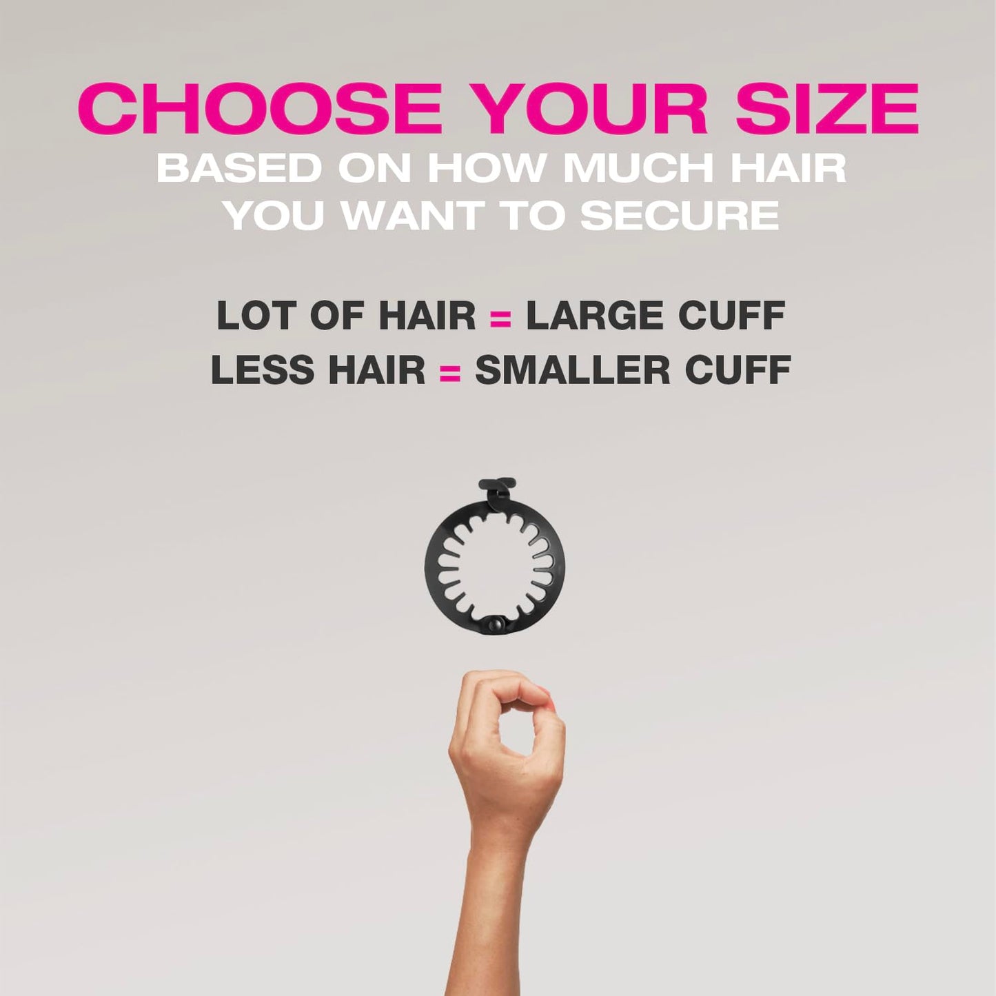 PuffCuff | Mini 2.5" Hair Clamps | For All Natural Thick, Curly, Kinky, Textured, Locs, or Braided Hair | Painless, Damage-Free Styling Tool | Black | 3 Pieces