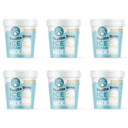 True Scoops 6-Pack Vanilla Bean Ice Cream Mix. Add One Ingredient - Half & Half! Makes 1 Pint of Premium, Homemade Ice Cream With An Electric Mixer. Made With Real Vanilla Beans. Gluten-Free, Peanut-Free, and Kosher. (141g ea)