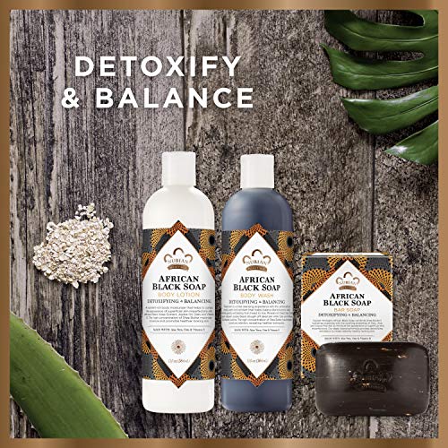 Nubian Heritage Bath and Body Kit Skin Care Products African Black Soap Cleansing and Soothing Pack of 3
