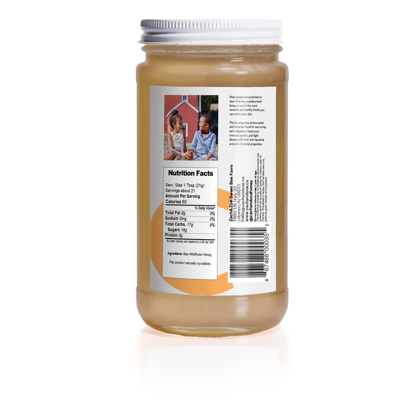 Unfiltered Raw Honey by Zach & Zoe Sweet Bee Farm – Pure Farm Raised Honey Packed with Powerful Anti-oxidants, Amino Acids, Enzymes, and Vitamins! (Creamed - 16oz)