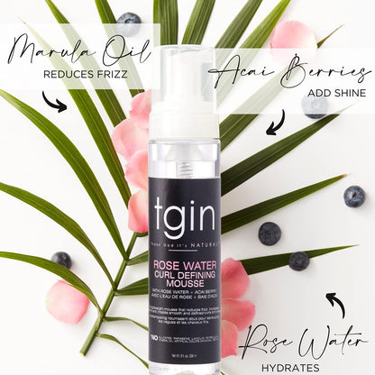 tgin The Styling Package: Rose Water Leave In Conditioner, Defining Gel and Mousse - Gift Set - Curls - Color safe - Wavy - Detangle - Low Porosity Hair - Fine Hair - Styling Products