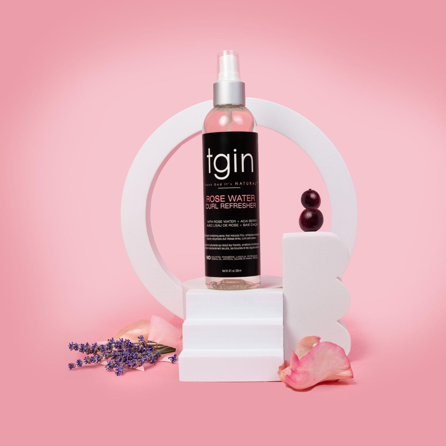 tgin Rose Water Curl Refresher for Curls - Natural Hair - Braids - Loc Spray - Protective Styles - 8 Oz