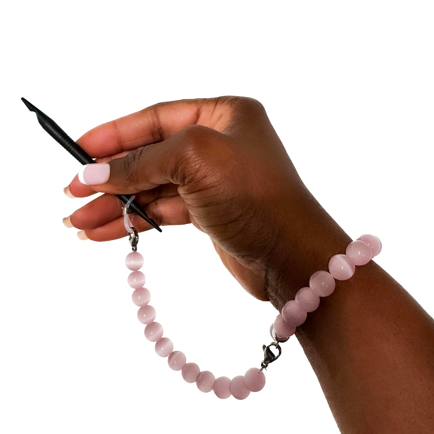 Locsanity Interlocking, Sisterlock, Dreadlock, Crochet Tool Bracelet Holder, Pink Beads (Pink)