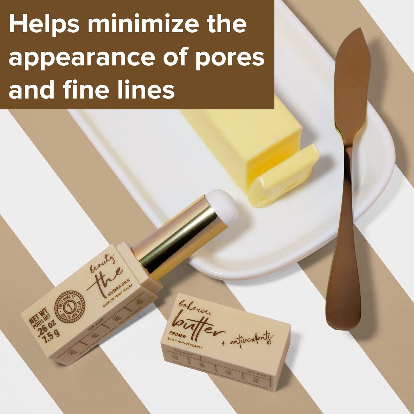 Beauty Bakerie The Butter HydraSilk Face Primer with Antioxidants, Primer for Extended Wear Pore Minimizer for Face Makeup, Smooth Poreless Finish for Face Cosmetics, Ideal Base Before Make Up, 7.5g