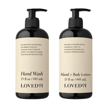 Loved01 Hand Care Duo, Oprah's Favorite Things, Cleansing & Moisturizing Bundle (15 Oz Hand Wash & 15 Oz Hand & Body Lotion)