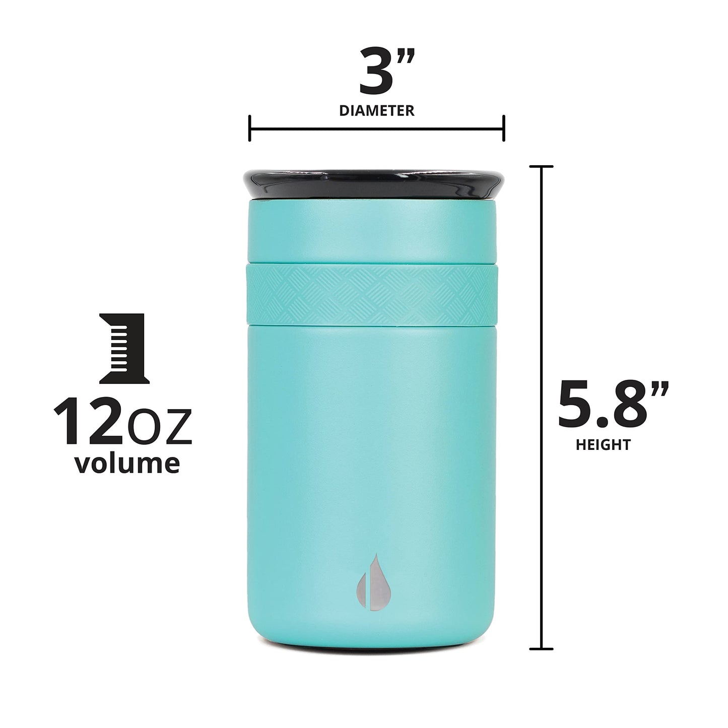 Elemental Artisan Insulated Tumbler, Triple Wall Coffee Travel Mug, Reusable Stainless Steel Coffee Tumbler with Ceramic Lid, Thermal Coffee Cups for Hot (6 Hrs) & Cold (18 Hrs), 12oz - Robin's Egg