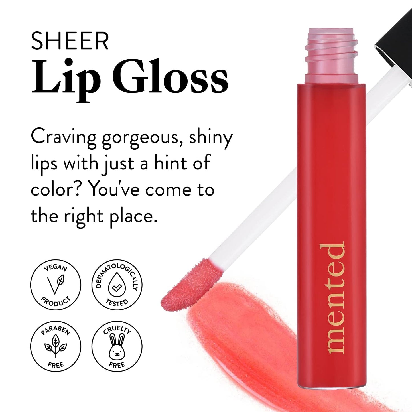 Mented Cosmetics | Loud and Clear Sheer Lip Gloss | Clear Tinted Lip Gloss | Vegan, Paraben-Free, Cruelty-Free Gloss Topper | Long Lasting and Moisturizing Lipgloss