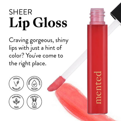 Mented Cosmetics | Loud and Clear Sheer Lip Gloss | Clear Tinted Lip Gloss | Vegan, Paraben-Free, Cruelty-Free Gloss Topper | Long Lasting and Moisturizing Lipgloss